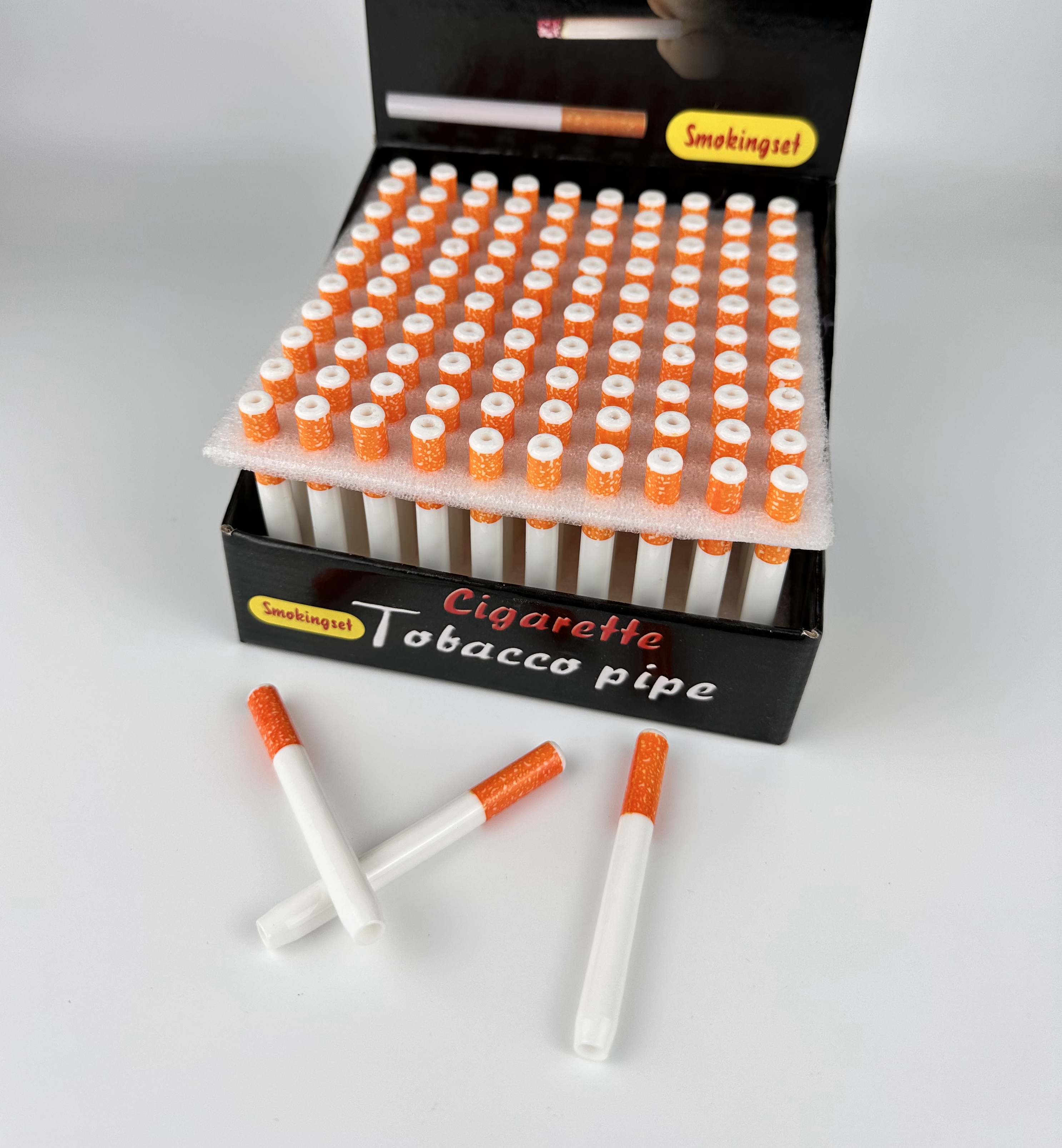DHL free Cigarette Shape Smoking Pipes Ceramic Cigarette Hitter Pipe Yellow Filter Color 100pcs/box 78mm 55mm One Hitter Bat Metal Smoking
DHL free Cigarette Shape Smoking Pipes Ceramic Cigarette Hitter Pipe Yellow Filter Color 100pcs/box 78mm 55mm One Hitter Bat Metal Smoking
