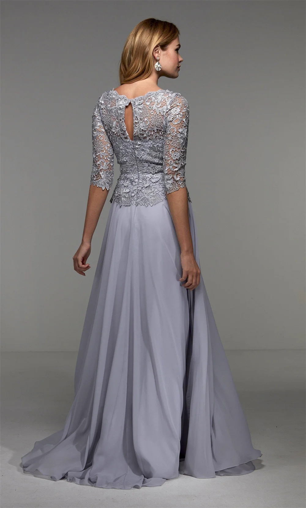 Elegant Mother of the Bride Dress 2025 Round Neck Lace Chiffon A-Line Wedding Groom Guest Party Gowns Ceremony Robe De Soiree