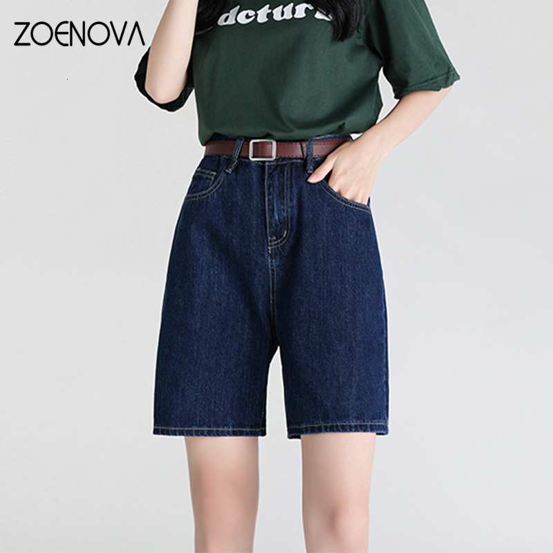 Women's Shorts ZOENOVA Women Blue Baggy Denim Shorts Wide Leg High Waist Elegant Summer Y2K Casual Female Streetwear Stright Jeans Shorts 230413