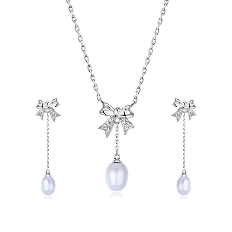 NEW Water Drop Pearl Long Pendant 925 Silver Necklace And Earrings Italian Buttefly Bowknot Wedding Jewelry Set For Bride Accessories For Woman Luxury simple Gift, White
NEW Water Drop Pearl Long Pendant 925 Silver Necklace And Earrings Italian Buttefly Bowknot Wedding Jewelry Set For Bride Accessories For Woman Luxury simple Gift, White