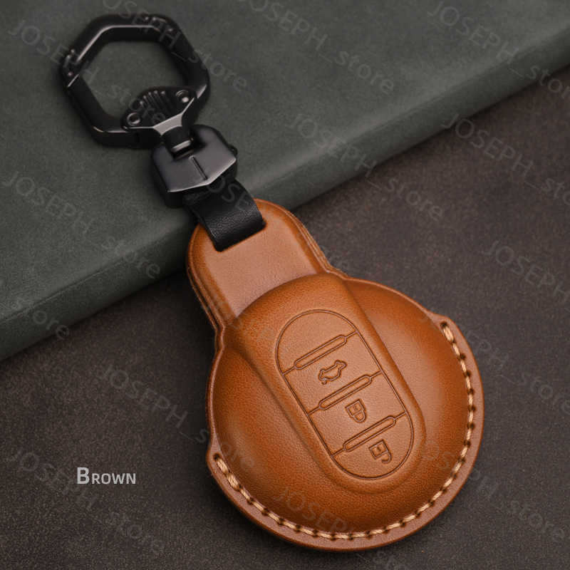 Key Rings Leather Car Remote Key Case Fob Cover For MINI Cooper Clubman Hardtop Hatchback Countryman F54 F55 F56 F57 F60 Key chain J230413