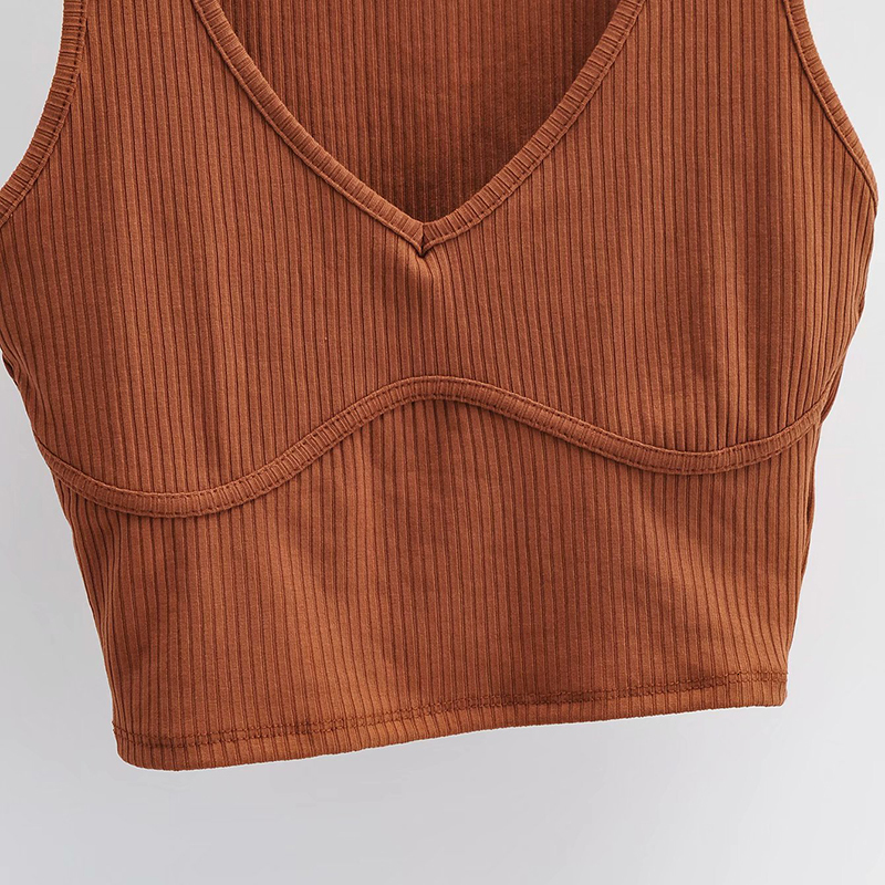 Camisoles Tanks Wixra Women Fashion Tank Deep V-Neck Knitted Slim Sleeveless Patchwork Sexy Lady Summer Navel Top 230413