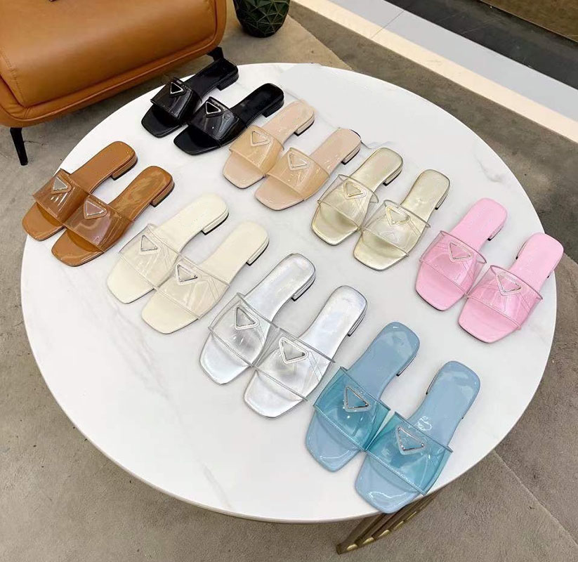 Designer P triangle logo brand Slippers, women's transparent new products fashionable flat bottoms universal sandals square toe with outstretched half-shoes new, Colour5
Designer P triangle logo brand Slippers, women's transparent new products fashionable flat bottoms universal sandals square toe with outstretched half-shoes new, Colour5