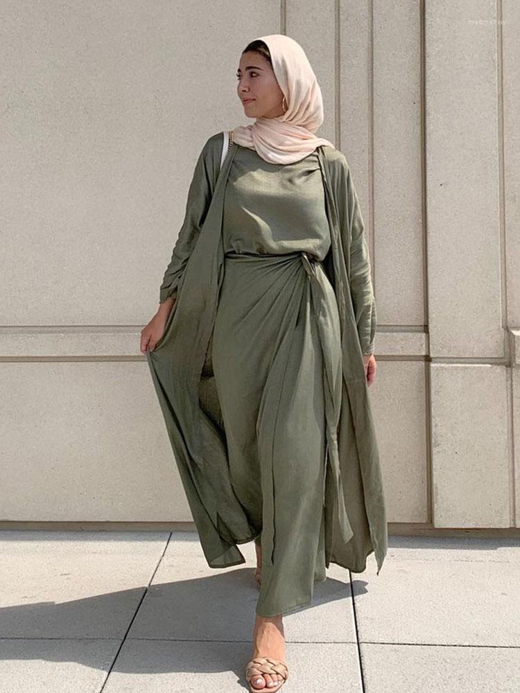 Ethnic Clothing 3 Pieces Muslim Matching Sets Women Eid Kimono Open Abaya & Inner Long Dress Wrap Tie Skirt Suits Dubai Modesty Stylish
Ethnic Clothing 3 Pieces Muslim Matching Sets Women Eid Kimono Open Abaya & Inner Long Dress Wrap Tie Skirt Suits Dubai Modesty Stylish