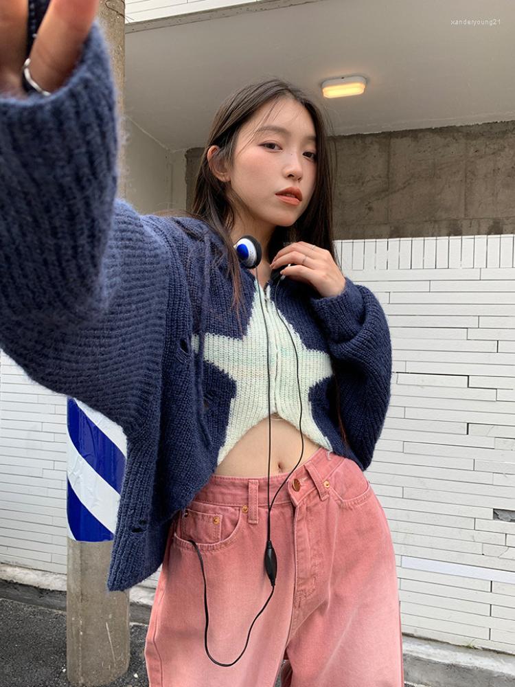 Women's Knits Korobov Y2k Clothes Star Zipper Design Crop Sweater Female Spring Autumn Ins Cardigan Harajuku Korean Fashion Sueters De Mujer, Navy blue
Women's Knits Korobov Y2k Clothes Star Zipper Design Crop Sweater Female Spring Autumn Ins Cardigan Harajuku Korean Fashion Sueters De Mujer, Navy blue