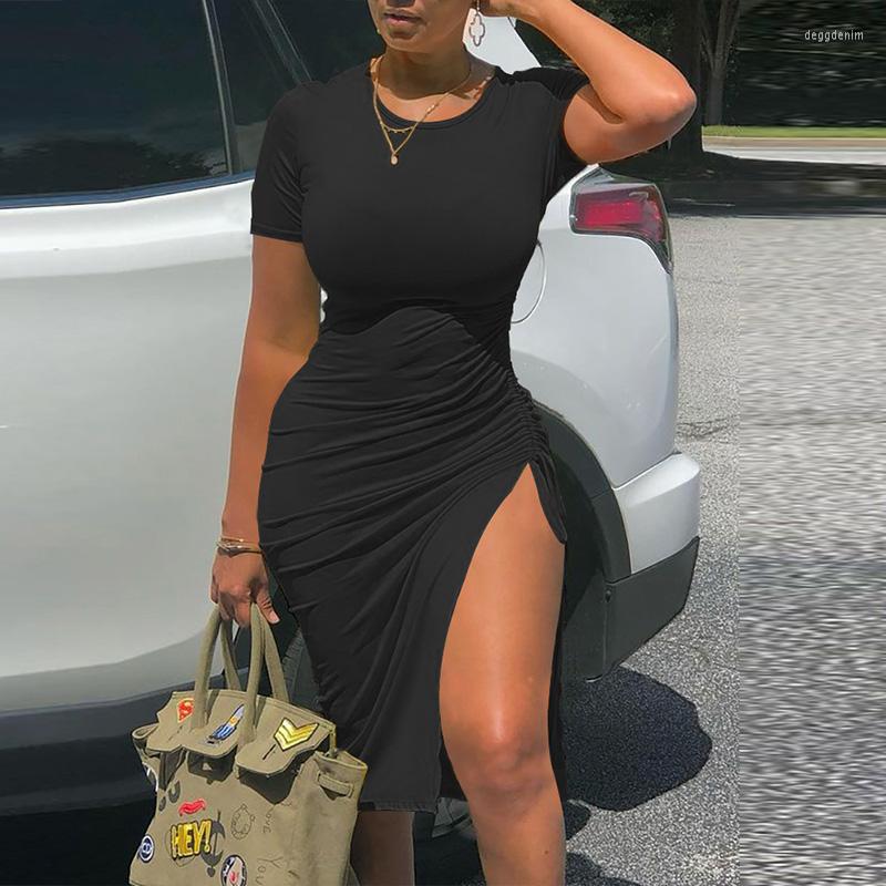 Party Dresses Office Lady Solid 2023 Summer Spring Short Sleeve Drawstring Slim Dress Women Casual O Neck High Slit, 02 black
Party Dresses Office Lady Solid 2023 Summer Spring Short Sleeve Drawstring Slim Dress Women Casual O Neck High Slit, 02 black