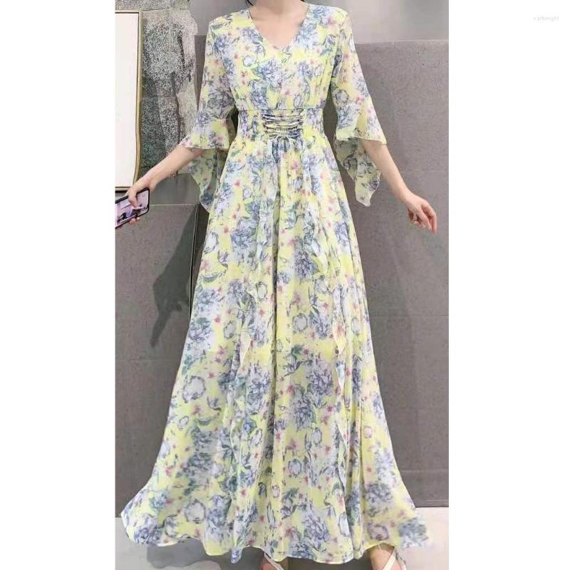 Casual Dresses Elegant Floral Long Dress Chiffon Bell Short Sleeve Evening Party Woman Beach Korean 2023 Summer Robe, Black
Casual Dresses Elegant Floral Long Dress Chiffon Bell Short Sleeve Evening Party Woman Beach Korean 2023 Summer Robe, Black
