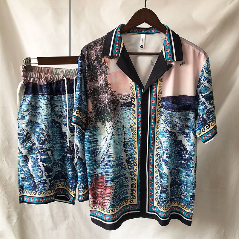 Men's Tracksuits Art Landscape Print Shortsleeved Shirt Set Short Top For Men Vintage Pattern 2023 Lapel Streetwear Suit Casual Sets Homme 230413, Black
Men's Tracksuits Art Landscape Print Shortsleeved Shirt Set Short Top For Men Vintage Pattern 2023 Lapel Streetwear Suit Casual Sets Homme 230413, Black