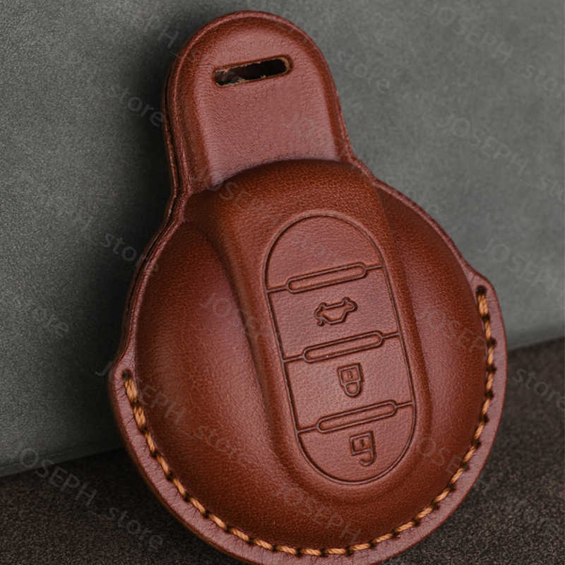 Key Rings Leather Car Remote Key Case Fob Cover For MINI Cooper Clubman Hardtop Hatchback Countryman F54 F55 F56 F57 F60 Key chain J230413