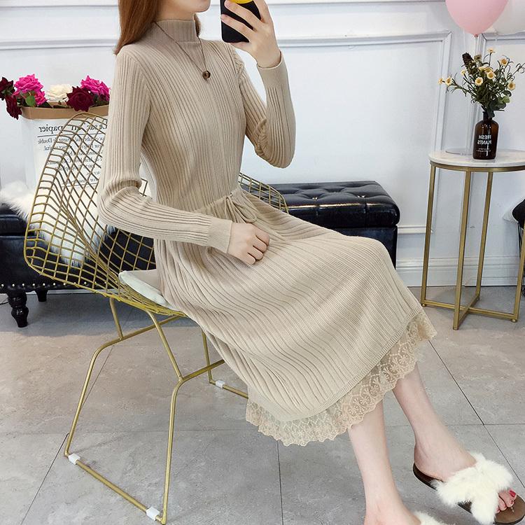 Casual Dresses Korea Style Long Knitted Dress Women 2023 Fashion Sleeve Lace Autumn Winter Ladies Elegant Pleated J972, Khaki
Casual Dresses Korea Style Long Knitted Dress Women 2023 Fashion Sleeve Lace Autumn Winter Ladies Elegant Pleated J972, Khaki