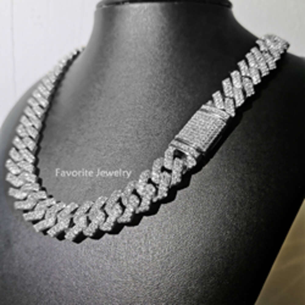 necklace moissanite chain Necklace 14k 18k Gold Plated Cz Iced Out Diamond Hip Hop Jewelry Cuban Chain Link Cuban Necklace Cadena Cubana Men Cuban Lin