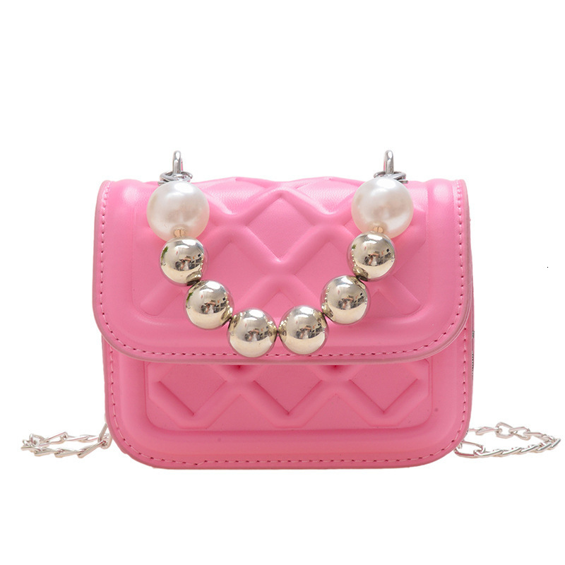Backpacks Silver Beads Handle Children s Shoulder Bags Coin Purse Cute Girls Kids Mini Square Messenger Bag Princess Accessories Handbags 230412