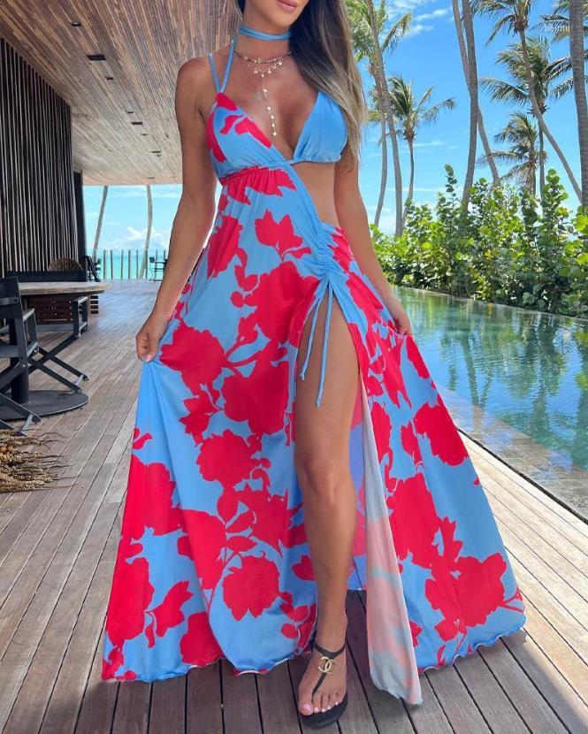 Casual Dresses Women Sexy Floral Print Cutout Backless Sleeveless Drawstring High Slit Maxi Dress Vacation Beach Bodycon Long
Casual Dresses Women Sexy Floral Print Cutout Backless Sleeveless Drawstring High Slit Maxi Dress Vacation Beach Bodycon Long