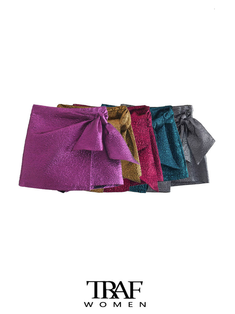 Women's Shorts TRAF Women Fashion Front Tied Patterned Shorts Skirts Vintage High Waist Side Zipper Female Skort Mujer 230413, Orange 
Women's Shorts TRAF Women Fashion Front Tied Patterned Shorts Skirts Vintage High Waist Side Zipper Female Skort Mujer 230413, Orange