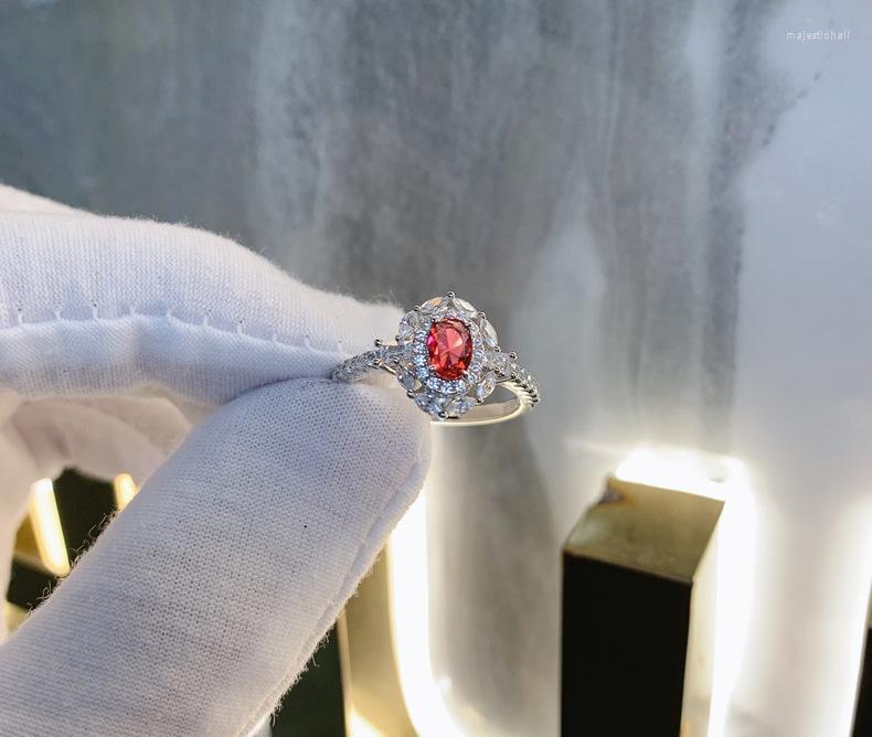 Cluster Rings Red Gem European And American 925 Sterling Silver Oval 4 6mm Colorful Crystals Female Ring Exclusive Design For Cross-border
Cluster Rings Red Gem European And American 925 Sterling Silver Oval 4 6mm Colorful Crystals Female Ring Exclusive Design For Cross-border
