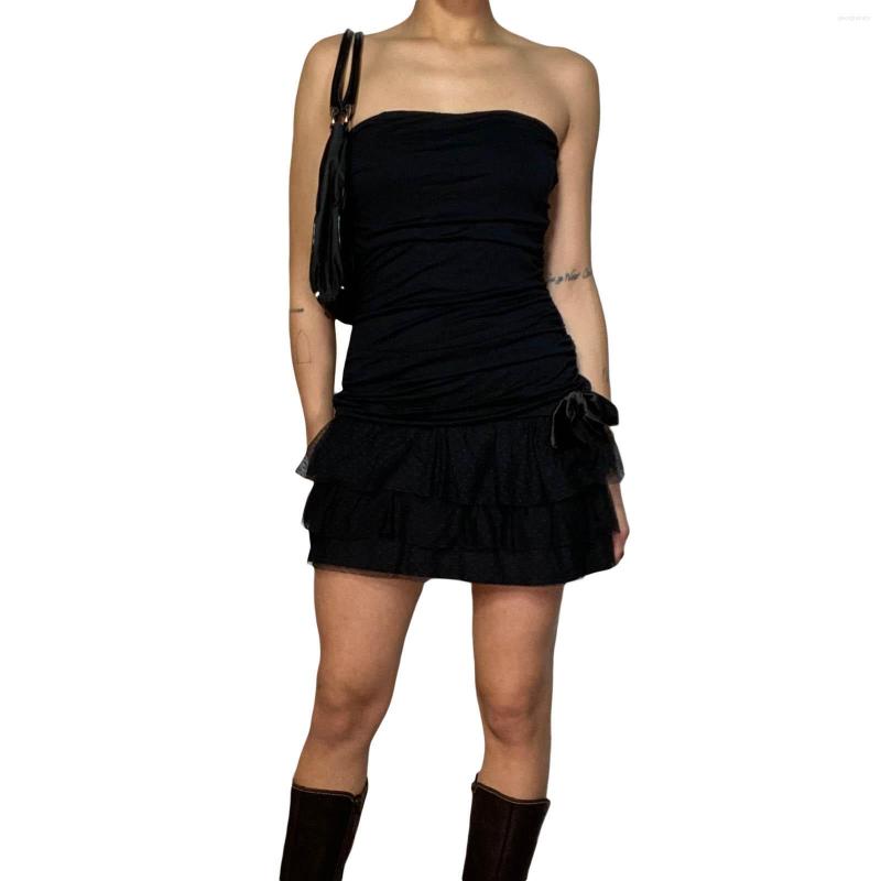 Casual Dresses Fashion Women Off-shoulder Sleeveless Dress Ruffle Hem Summer Vintage Ruched Mini Streetwear, Black
Casual Dresses Fashion Women Off-shoulder Sleeveless Dress Ruffle Hem Summer Vintage Ruched Mini Streetwear, Black