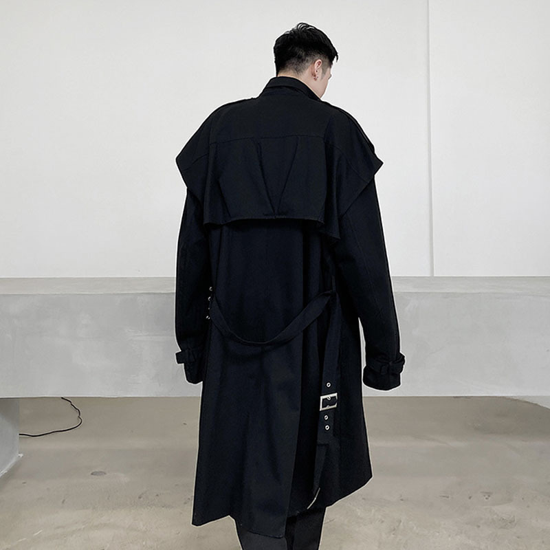 Men's Trench Coats Men Streetwear Fashion Loose Casual Coat Male Women Punk Gothic Harajuku Long Motorcycle Jacket Outerwear 230413Z