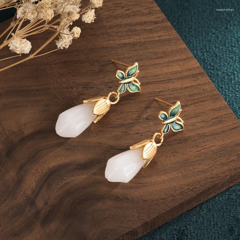 Stud Earrings Jade For Women Costume Jewelry Gold-plated Copper Vintage White Magnolia Wedding Stone Gem Earings
Stud Earrings Jade For Women Costume Jewelry Gold-plated Copper Vintage White Magnolia Wedding Stone Gem Earings