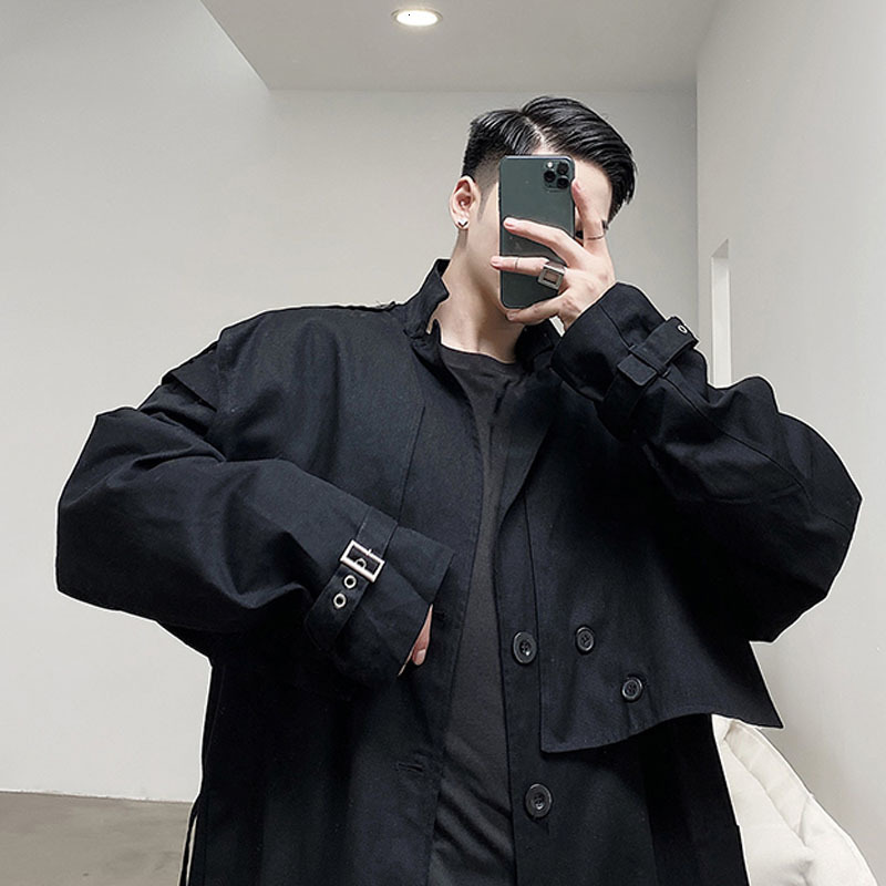 Men's Trench Coats Men Streetwear Fashion Loose Casual Coat Male Women Punk Gothic Harajuku Long Motorcycle Jacket Outerwear 230413Z