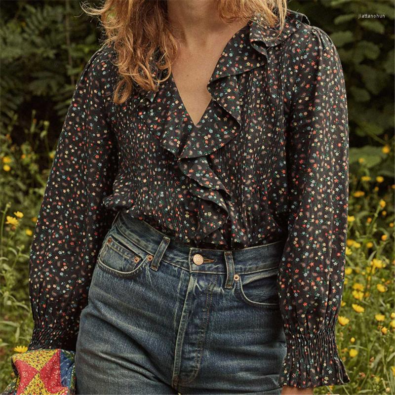 Women's Blouses Spring/Summer 2023 Retro Women Floral Print Ruffled V-Neck Pullover Bubble Long Sleeve Shirt, Blue
Women's Blouses Spring/Summer 2023 Retro Women Floral Print Ruffled V-Neck Pullover Bubble Long Sleeve Shirt, Blue