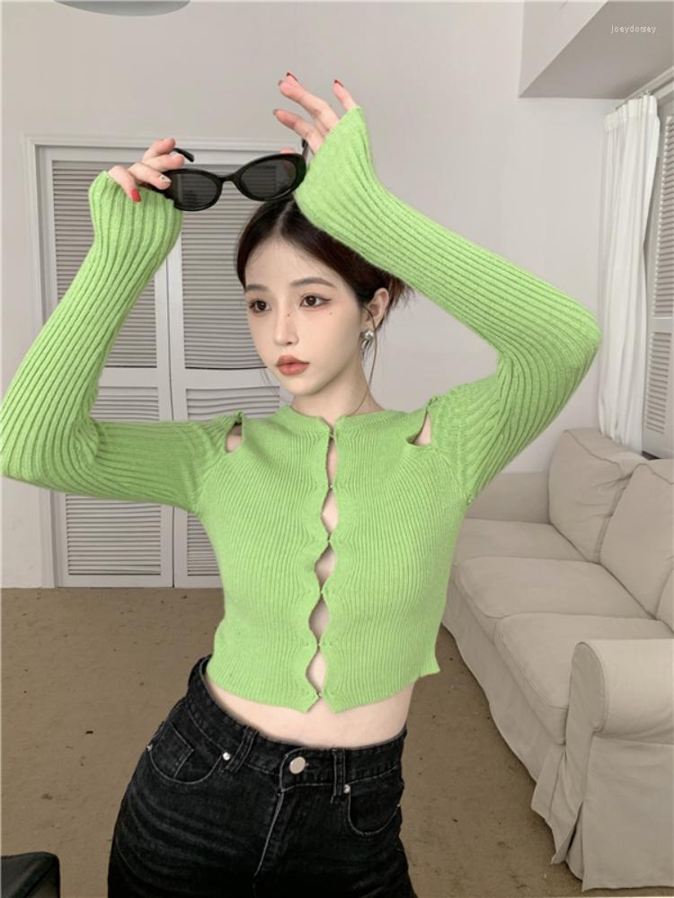 Women's Knits Hollow Out Knitted Cardigan Slim Off Shoulder Y2k Aesthetic O Neck Long Sleeve Casual Cropped Harajuku Solid Tops Women, Green
Women's Knits Hollow Out Knitted Cardigan Slim Off Shoulder Y2k Aesthetic O Neck Long Sleeve Casual Cropped Harajuku Solid Tops Women, Green
