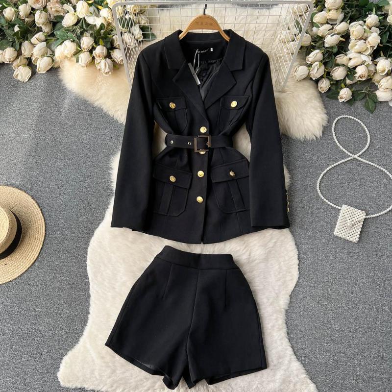 Women' Tracksuits Spring Autumn 2 Piece Sets Women Outfit Fashion Black Suit Coat Wide Leg Short Pants Clothes For
Women' Tracksuits Spring Autumn 2 Piece Sets Women Outfit Fashion Black Suit Coat Wide Leg Short Pants Clothes For