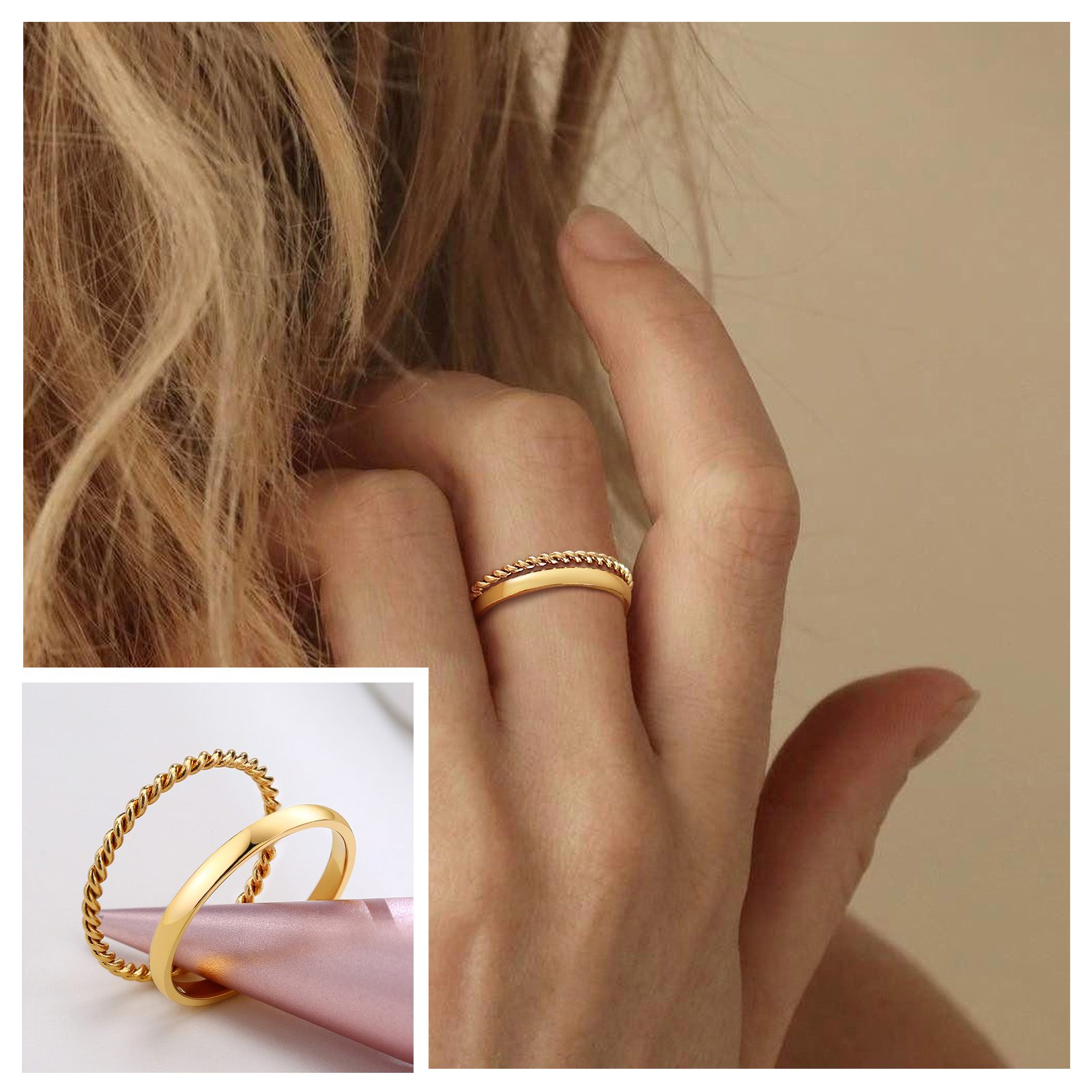 Set of 2 Stacking Ring for WomenStainless Steel 2mm Thin Gold Color Dome Shap Minimalist Jewelry
Set of 2 Stacking Ring for WomenStainless Steel 2mm Thin Gold Color Dome Shap Minimalist Jewelry