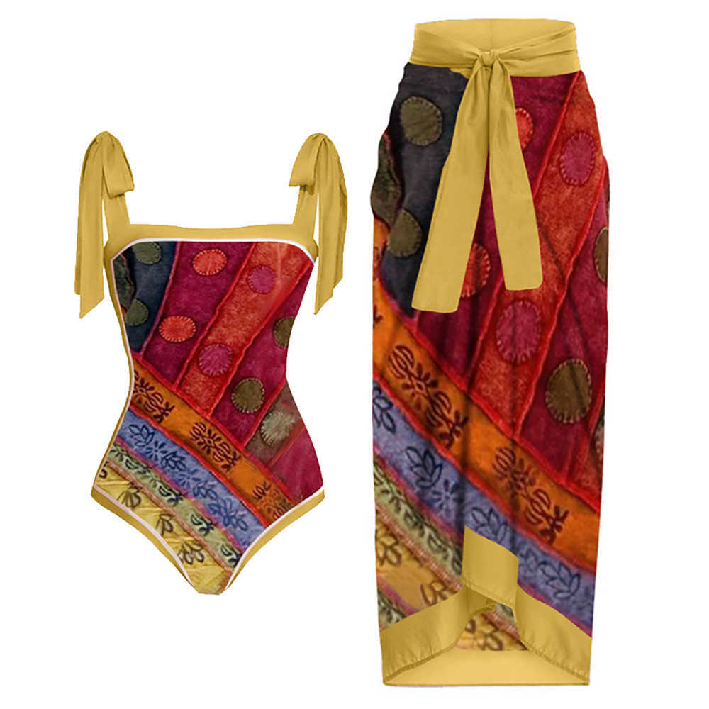 Vintage Colorblock Print One Piece Swimsuit Bow Straps Square Neck Backless Bikini Sexy Luxury Beachwear Push Ups 2022230413, Yellow
Vintage Colorblock Print One Piece Swimsuit Bow Straps Square Neck Backless Bikini Sexy Luxury Beachwear Push Ups 2022230413, Yellow