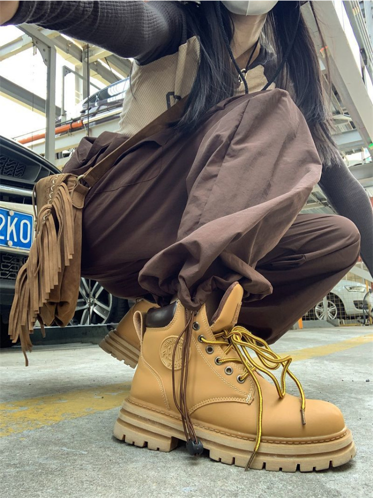 Women's Pants Capris HOUZHOU Vintage Brown Parachute Cargo Pants Korean Streetwear Y2k 90s Wide Leg Joggers Harajuku Hippie Trousers Female Techw