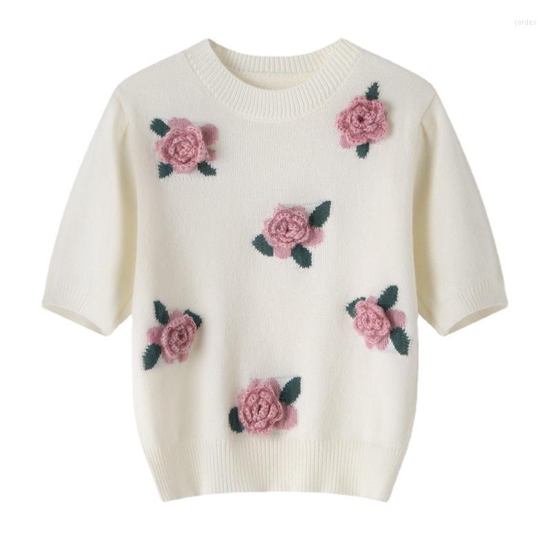 Women's Sweaters Pink Three-Dimensional Flower Knit Women Pullover 2023 Summer Sweet Bubble Sleeve O-Neck White Short Tops, Ivory
Women's Sweaters Pink Three-Dimensional Flower Knit Women Pullover 2023 Summer Sweet Bubble Sleeve O-Neck White Short Tops, Ivory