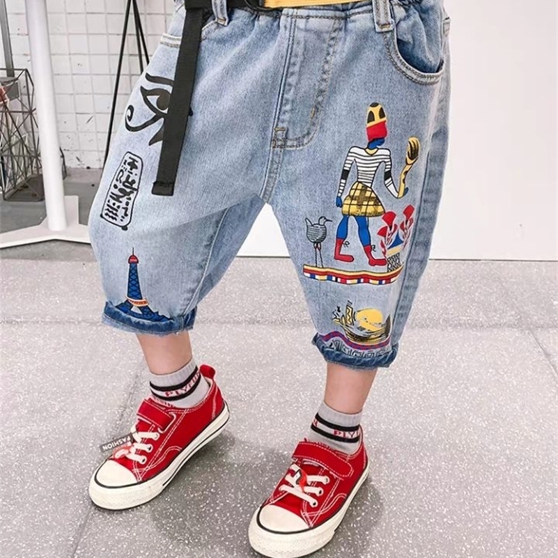 Shorts Denim for Kid Boys Jean Summer Casual Cotton Print Children Pants 90 To 160cm Boy 230412