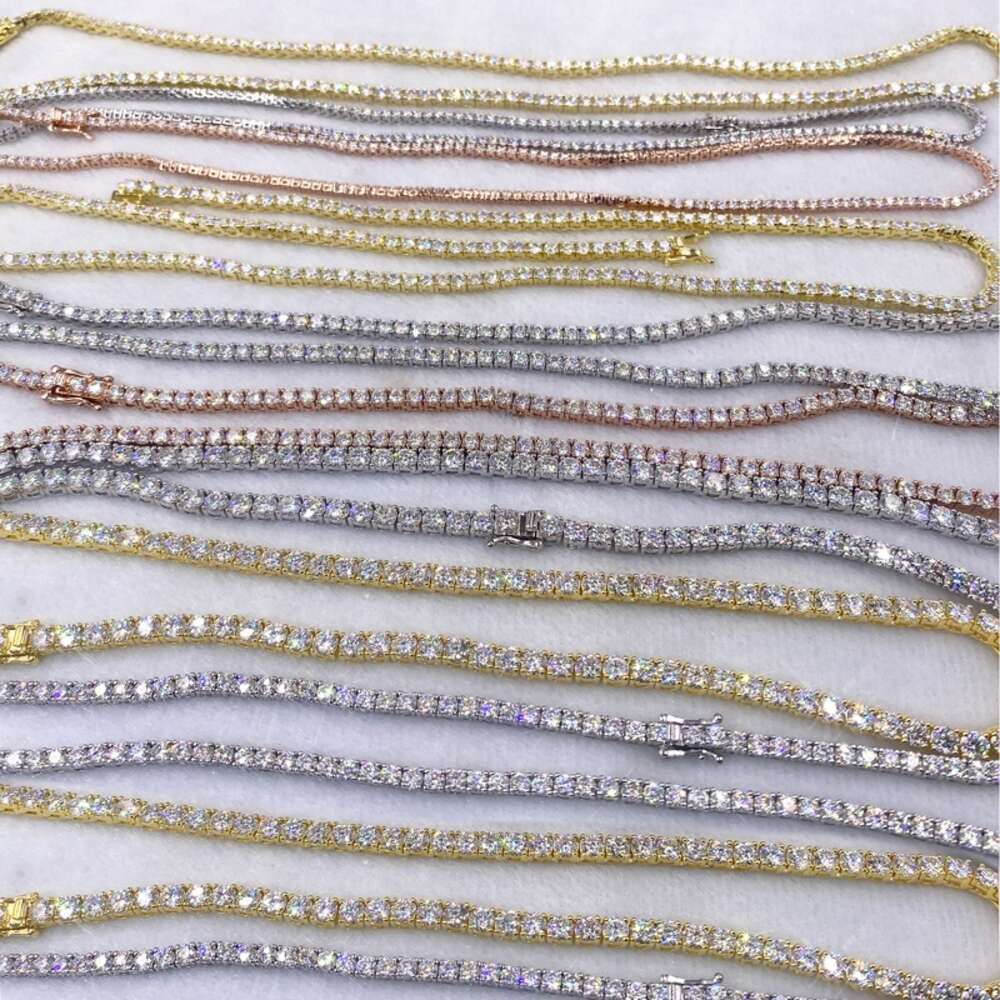 necklace Hip Hop Sterg Sier 2mm 3mm 4mm 5mm 6.5mm VVS Moissanite Dia Necklace moissanite tennis chain