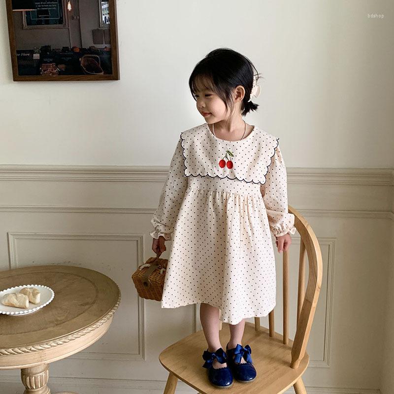 Girl Dresses 2023 Spring Baby Dress Cherry Embroidered Polka Dot Long-sleeved Cotton Kids Princess Skirt Clothes 2-7 Yrs, Beige
Girl Dresses 2023 Spring Baby Dress Cherry Embroidered Polka Dot Long-sleeved Cotton Kids Princess Skirt Clothes 2-7 Yrs, Beige