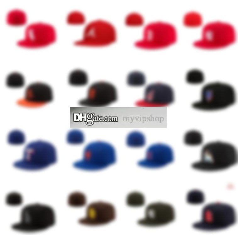 2024 Fan's Full Red Color Letter Fitted Baseball Fitted Hat Mix Order Size Closed Flat Bill Base Ball Snapback Caps Bone Chapeau Size 7-8 MY-1