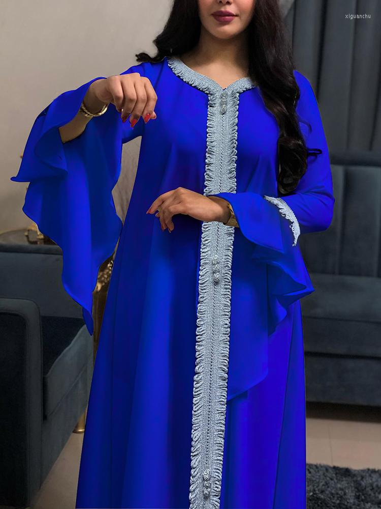Ethnic Clothing Dubai Abaya Dress Jalabiya For Women Fashion Flare Sleeve Ribbon Muslim Loose Robe Kafatan Moroco Arabic Blue White
Ethnic Clothing Dubai Abaya Dress Jalabiya For Women Fashion Flare Sleeve Ribbon Muslim Loose Robe Kafatan Moroco Arabic Blue White