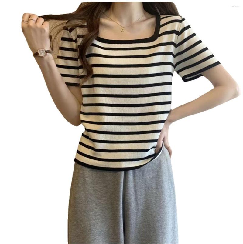Women's T Shirts Striped Shirt Women 2023 Summer Loose Squared Neck Show Collar Slim Short Tops Small Overlay Clothing, Black
Women's T Shirts Striped Shirt Women 2023 Summer Loose Squared Neck Show Collar Slim Short Tops Small Overlay Clothing, Black