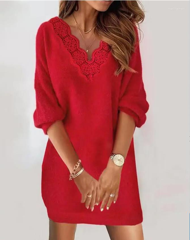 Casual Dresses Women' 2023 Autumn Fashion Contrast Lace V-Neck Plain Daily Mini Half Sleeve Straight Dress
Casual Dresses Women' 2023 Autumn Fashion Contrast Lace V-Neck Plain Daily Mini Half Sleeve Straight Dress