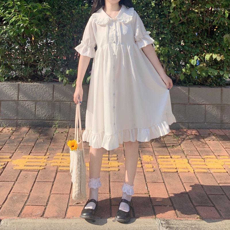 Casual Dresses Women Japanese Style Sweetie Loose All-match Students Kawaii Comfortable Solid Trendy Knee-length Lovely Summer, White
Casual Dresses Women Japanese Style Sweetie Loose All-match Students Kawaii Comfortable Solid Trendy Knee-length Lovely Summer, White