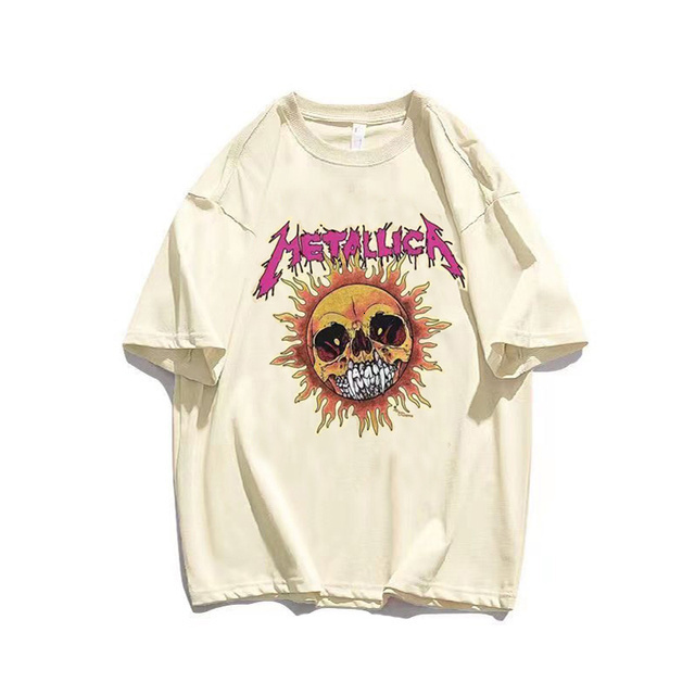 Men's T-Shirts Metal Rock Band Mens T Shirts Graphic Vintage Cotton Oversized Hip Hop Streetwear Heavy Music Tees Punk Y2k Short Sleeves 230412