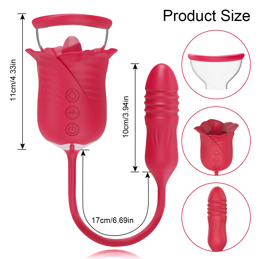 Vibrators Rose Sex Toy Vibrator for Women Sucking G Spot Clitoris Stimulator Thrusting Vagina Nipple Clit Sucker Vibrating Goods for Adult 230413
