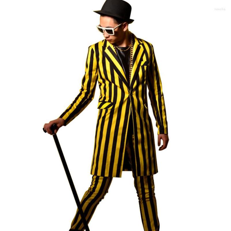 Men's Suits Men 2PCS Sets Jacket Pant Male Slim Fit Stripe Long Casual Suit Coat Blazers Custom Singer Dancer DJ Stage Clothing, Yellow
Men's Suits Men 2PCS Sets Jacket Pant Male Slim Fit Stripe Long Casual Suit Coat Blazers Custom Singer Dancer DJ Stage Clothing, Yellow