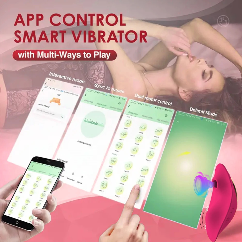 Vibrators APP Bluetooth Sucking Vibrator Female Wearable Clit Sucker Clitoris Stimulator 2 in 1 Adult Goods Sex Toy for Women s Panties 231113