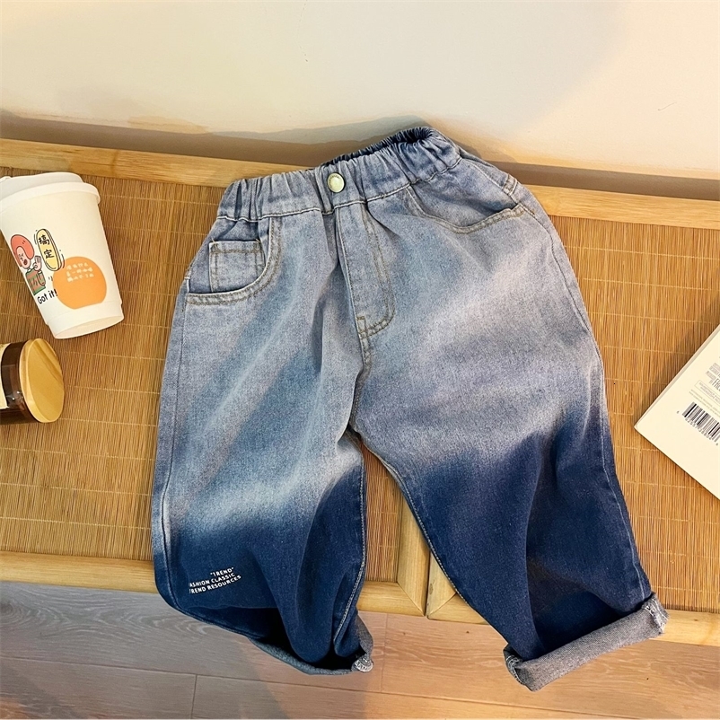 Jeans Design Korean Children's Jeans Fashion High Quality Loose Pants Elastic Waist Spring Contrast Baby Men's Clothing Age 2-14 230413, Blue
Jeans Design Korean Children's Jeans Fashion High Quality Loose Pants Elastic Waist Spring Contrast Baby Men's Clothing Age 2-14 230413, Blue