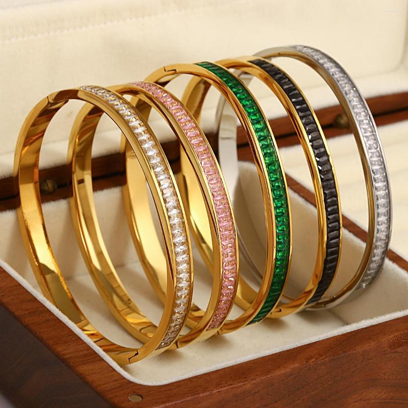 Bangle AENSOA Luxury Bling Colorful Square Cubic Zirconia Stainless Steel Waterproof Bracelet For Women Unique Jewelry Gift
Bangle AENSOA Luxury Bling Colorful Square Cubic Zirconia Stainless Steel Waterproof Bracelet For Women Unique Jewelry Gift