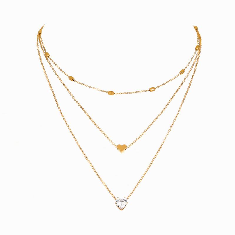 Chains Designer Inspired 3 Layers Gold Tone Love Heart Crystals Stone Beaded Link Choker Collar Necklaces For Women
Chains Designer Inspired 3 Layers Gold Tone Love Heart Crystals Stone Beaded Link Choker Collar Necklaces For Women