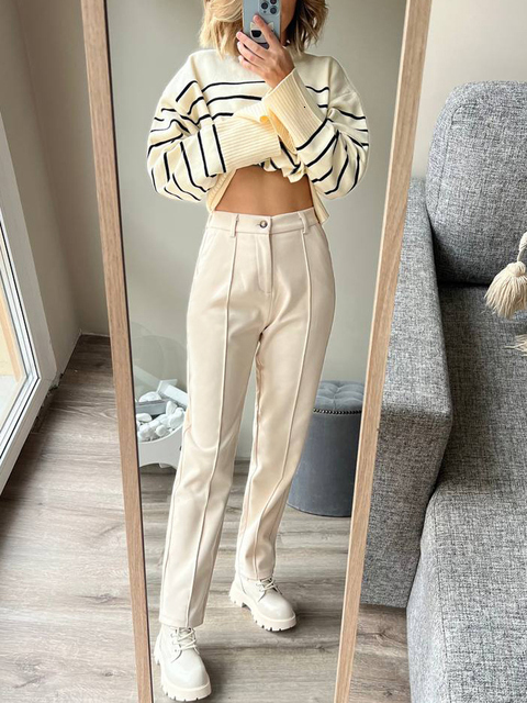 Women's Pants Capris Women's Winter Pants Thick Warm Loose Harem Suit Thermal Brown Beige Wool Long Pants for Women High Waisted Trousers Ca