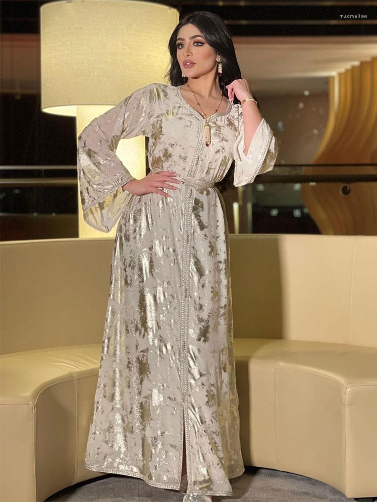 Ethnic Clothing Arab Kaftan Jalabiya Women's Gold Stamping Lined Chiffon Muslim Long Dress Moroccan Caftan Evening Party Wedding Abaya
Ethnic Clothing Arab Kaftan Jalabiya Women's Gold Stamping Lined Chiffon Muslim Long Dress Moroccan Caftan Evening Party Wedding Abaya