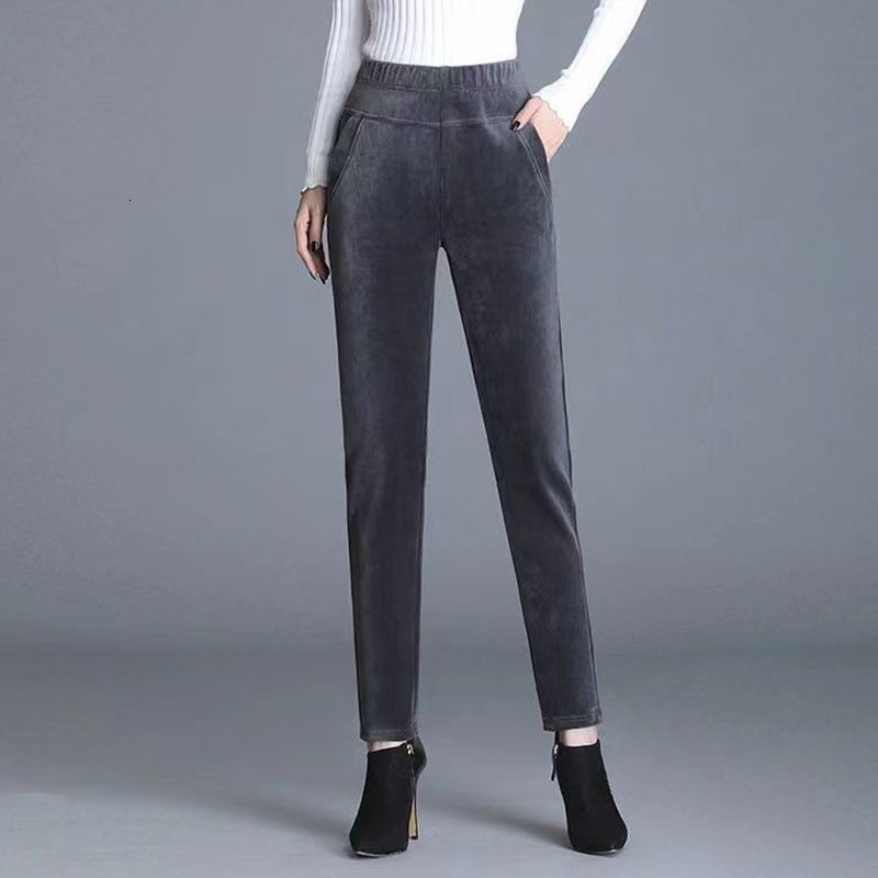 Women's Pants Capris Lucyever Autumn Corduroy Pants Women Vintage Elastic High Waist Brown Harem Pants Woman Casual Streetwear Baggy Pants Female
