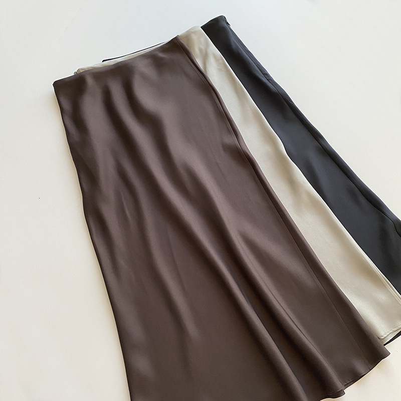 Skirts Trumpet Midi Skirt Women Silk High Waist Solid Color Ladies Jupe Spring Summer 230413, Gray
Skirts Trumpet Midi Skirt Women Silk High Waist Solid Color Ladies Jupe Spring Summer 230413, Gray