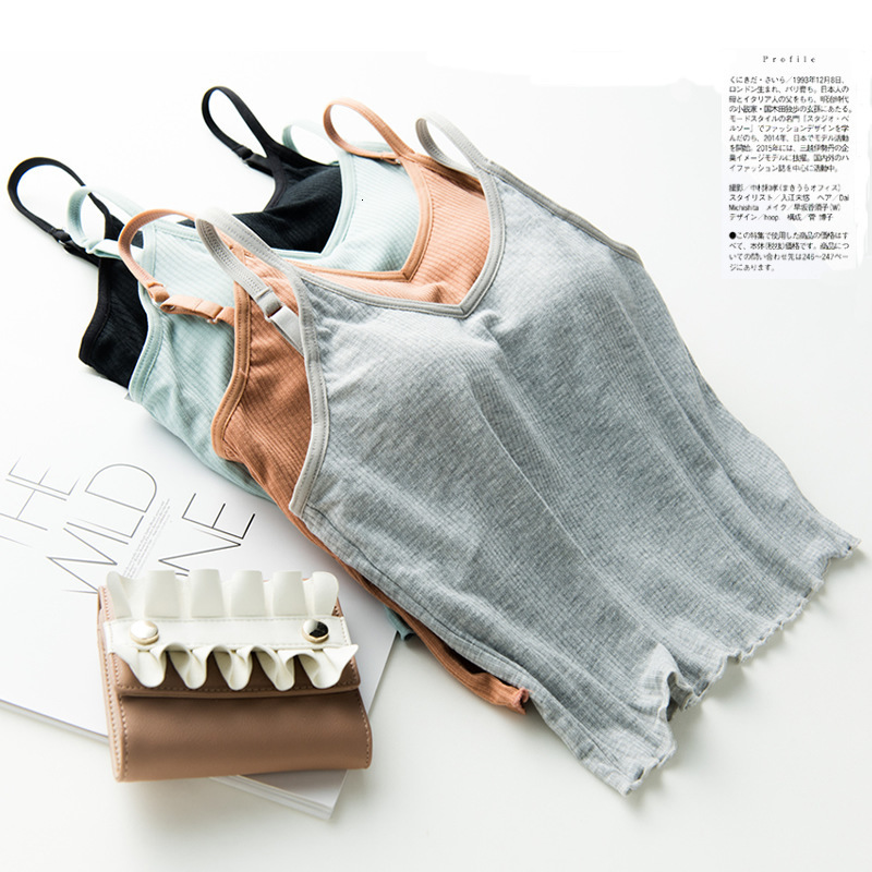 Camisoles Tanks Japanese thread cotton beauty back short tube top female straps chest pads exposed umbilical sling bra integrated vest wrapped 230413